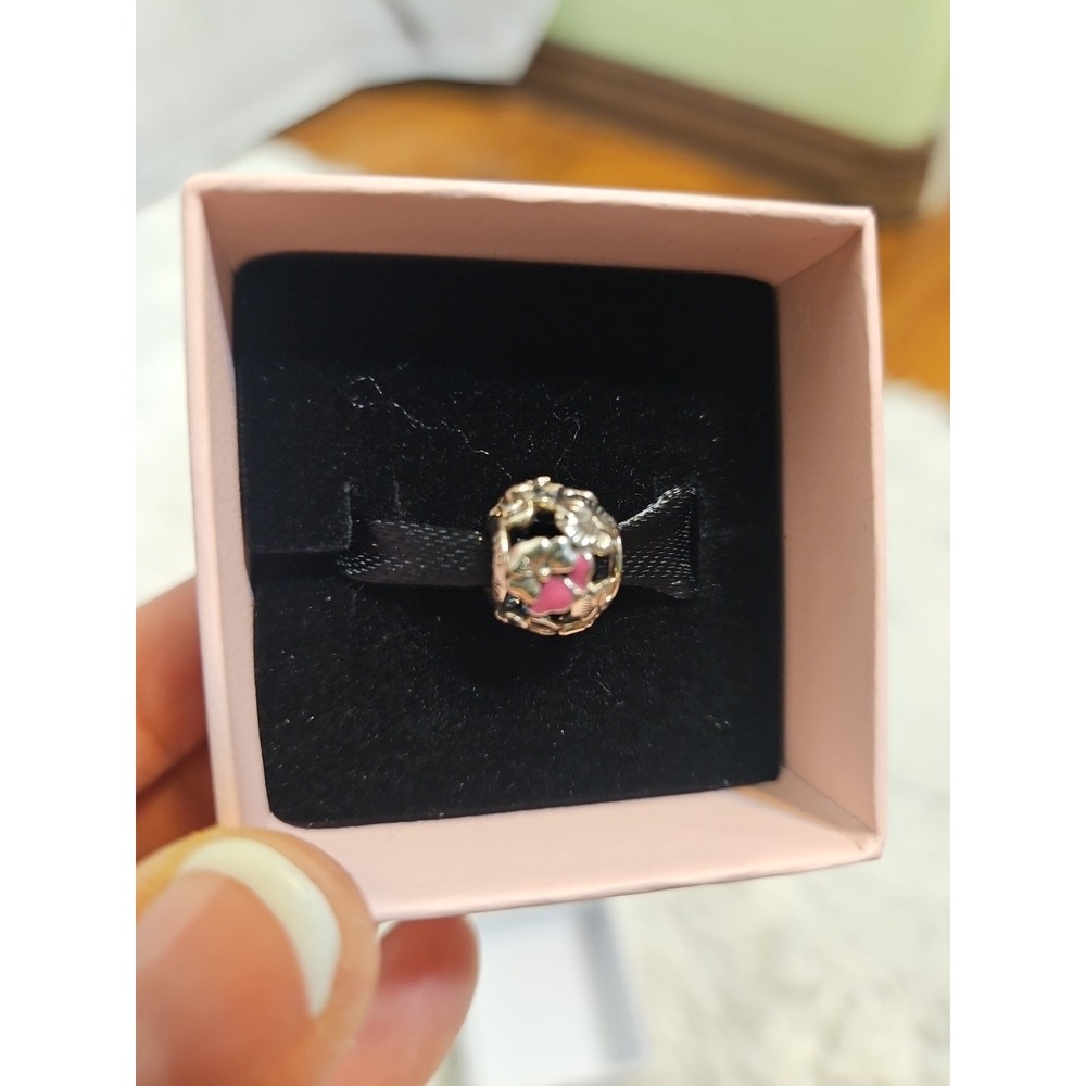 Pandora Rose Sparkling Flower Charm Pink Rose ‎ Sterling Silver - Picture 2 of 3